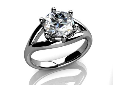 Beyaz bir arka plan (yüksek çözünürlükte 3d görüntü üzerinde mücevher yüzük)