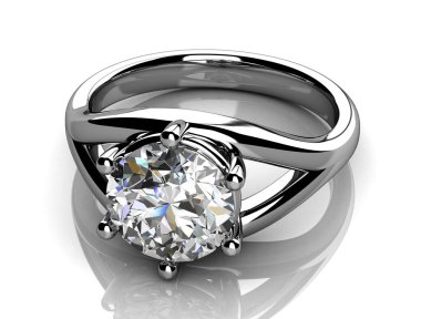 Beyaz bir arka plan (yüksek çözünürlükte 3d görüntü üzerinde mücevher yüzük)