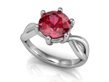 Beyaz bir arka plan (yüksek çözünürlükte 3d görüntü üzerinde mücevher yüzük)