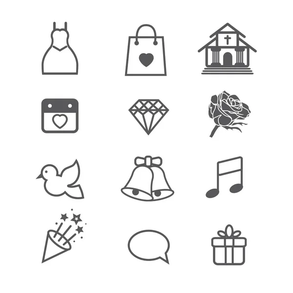 Outline web icon set - wedding — Stock Vector