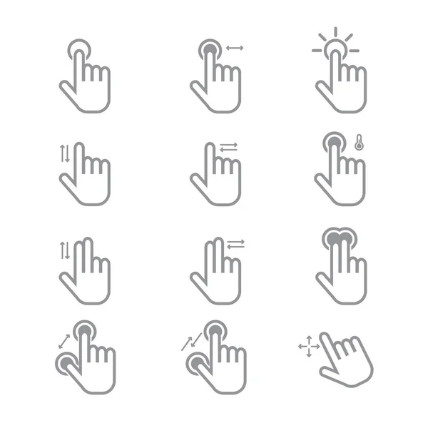 Linea di icone gestuali della mano — Vettoriale Stock