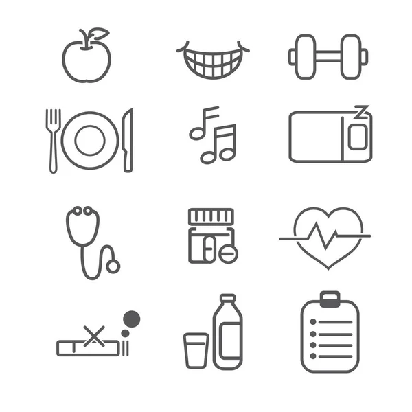 Icone salute e benessere con sfondo bianco.jpg — Vettoriale Stock