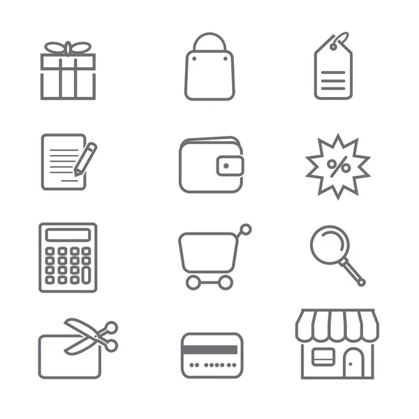 Shopping-Symbole mit weißem Hintergrund — Stockvektor