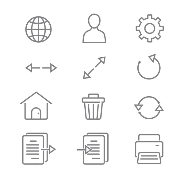 Symbole in der Symbolleiste für Anwendung und Website mit weißem Hintergrund — Stockvektor