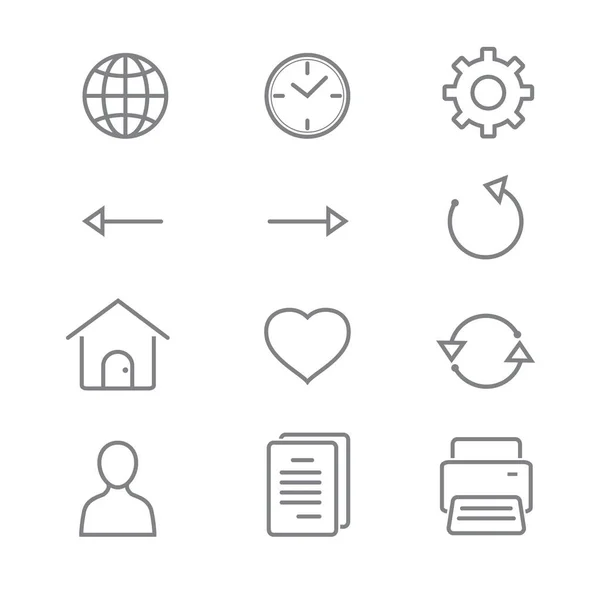Symbole in der Symbolleiste für Anwendung und Website mit weißem Hintergrund — Stockvektor