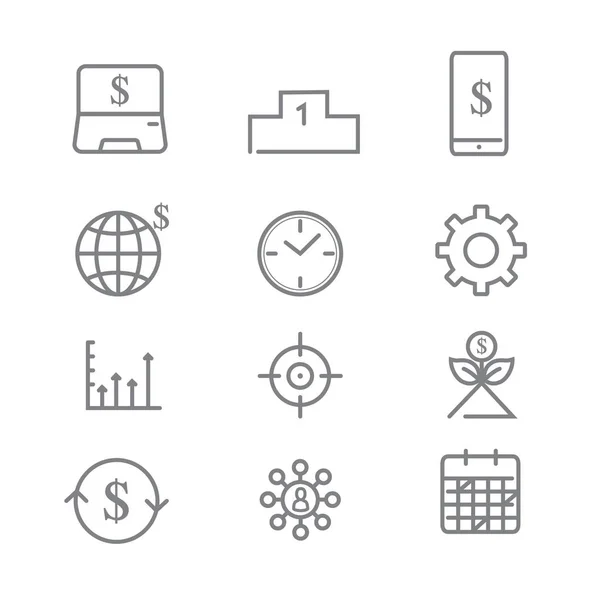 Wirtschafts- und Finanzsymbole mit weißem Hintergrund — Stockvektor
