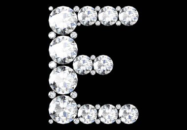Siyah.3d render izole değerli taşlar ile elmas harfler