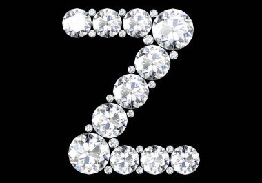 Siyah.3d render izole değerli taşlar ile elmas harfler