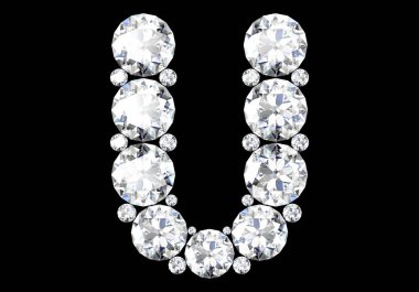 Siyah.3d render izole değerli taşlar ile elmas harfler