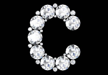 Siyah.3d render izole değerli taşlar ile elmas harfler