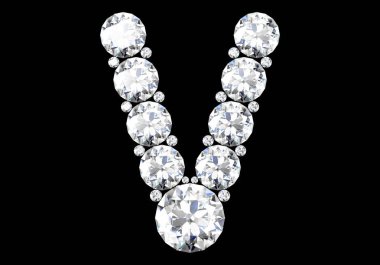 Siyah.3d render izole değerli taşlar ile elmas harfler