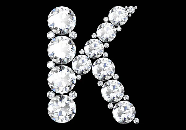 Diamant letters met edelstenen geïsoleerd op zwart. 3D-rendering — Stockfoto