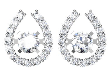 Beyaz arka planda güzel küpeler. 3B Hazırlama.