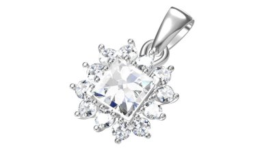 Beyaz arkaplandaki güzel kolye 3D oluşturma