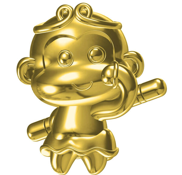 Statuette of a monkey and jewelry.3D rendering