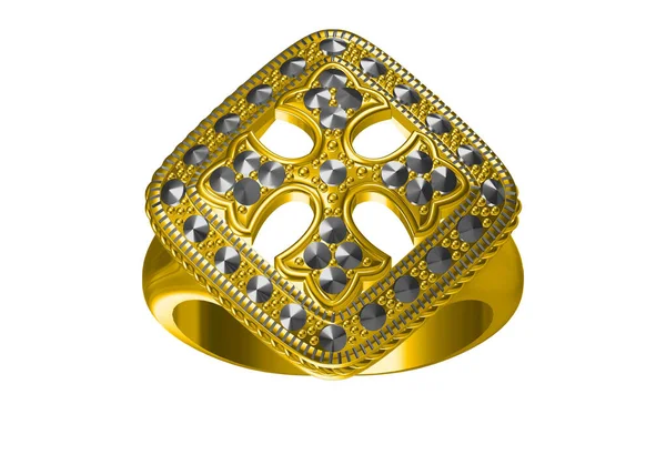 Anello Nuziale Sfondo Bianco Rendering — Foto Stock