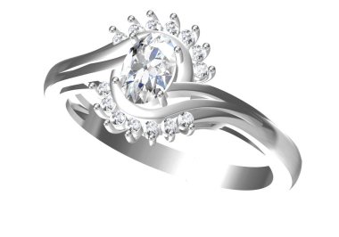 Beyaz arkaplandaki alyans 3D oluşturma