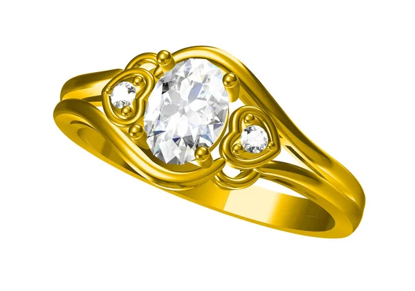 Wedding ring on white background .3D rendering