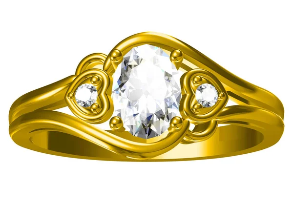 Anello Nuziale Sfondo Bianco Rendering — Foto Stock