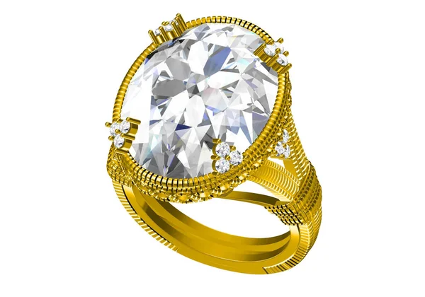 Anello Nuziale Sfondo Bianco Rendering — Foto Stock