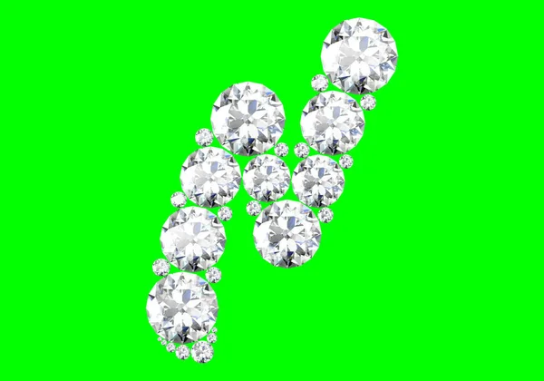 緑の背景に宝石のアルファベット 3Dレンダリング — ストック写真