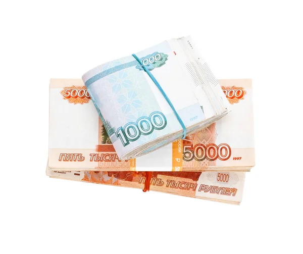Orosz bankjegyek halom — Stock Fotó