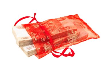 Rus fivethousand banknotlar Hediyelik çanta içinde yığınları