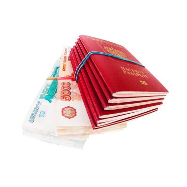 Rus pasaportu ve para yığını