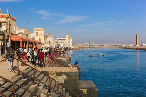 Ghats van rivier Gomti — Stockfoto