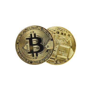 Beyaz izole Bitcoin paraları