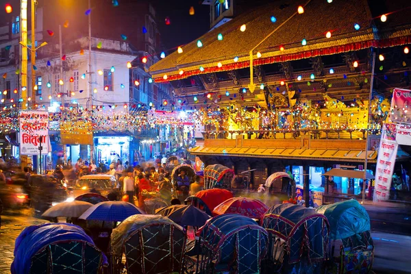 Ночь Катманду в Дивали — стоковое фото