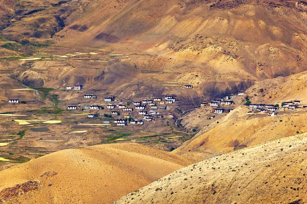 Pohled Horské Vesnice Chicham Spiti Himachal Pradesh Indie — Stock fotografie