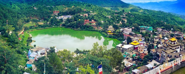 Panoramic View Rewalsar Lake Famous Sacred Place Hindus Sikhs Buddhists — Stock Photo, Image