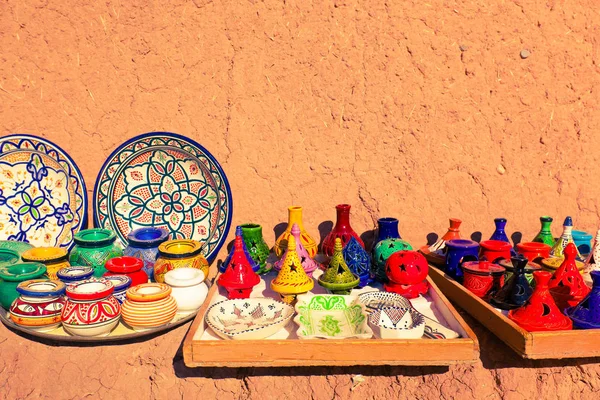 Lembranças Marroquinas Fundo Parede Barro Casa Berbere Tradicional — Fotografia de Stock