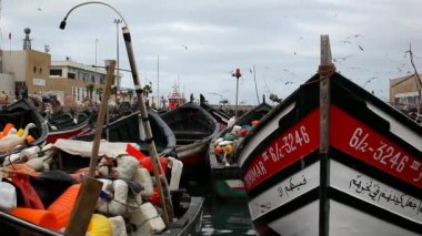 Close up view of  fishing boat moored in El Jadida port. El Jadida, Morocco