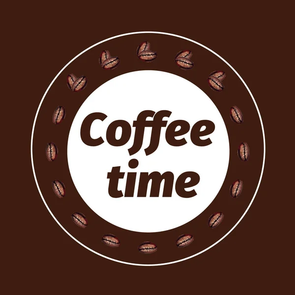 Κόκκοι Καφέ Τοποθετούνται Κύκλο Δείγμα Κειμένου Σχεδιασμός Λογότυπου Διαλείμματος — Φωτογραφία Αρχείου