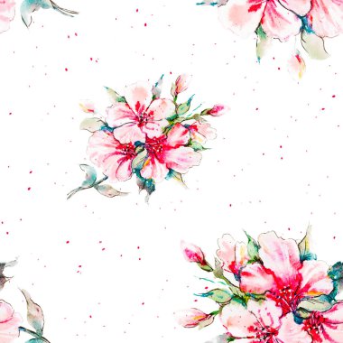 Pembe kiraz çiçekleriyle kusursuz desen