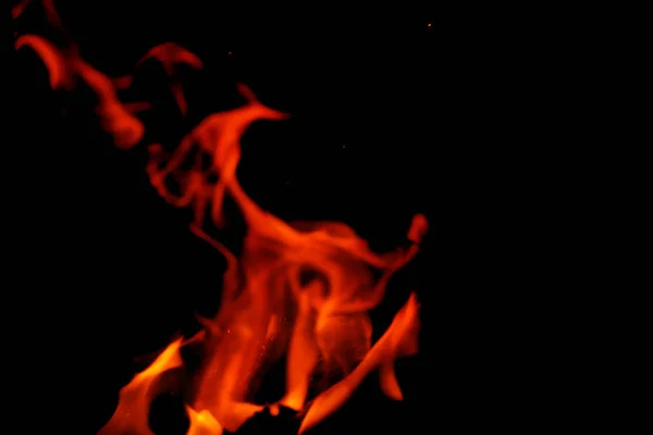 Flammes Feu Sur Fond Noir — Photo