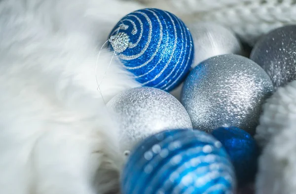 Boules Noël Bleues Argent — Photo