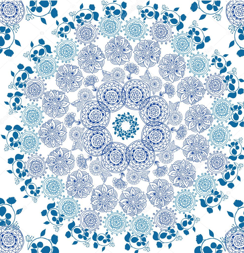 beautiful drawings with geometric pattern of flowers in a circle on a white background