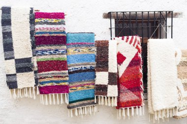 Renkli halı doku. Endülüs halı arka plan. Jarapa