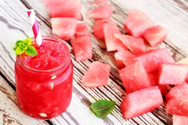 Healthy fresh watermelon smoothies with mint — Stock Photo, Image