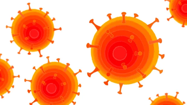 Ковид-19, вспышка коронавируса, вирус плавающий в клеточной среде, коронавирусы на фоне гриппа, эпидемия вирусных заболеваний — стоковое фото