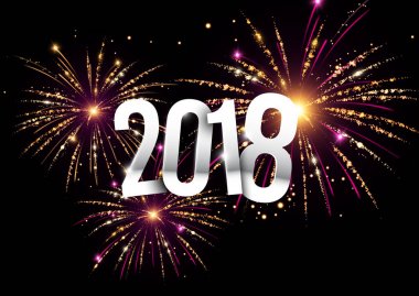 fireworks içinde belgili tanımlık geçmiş ile 2018 vektör çizim