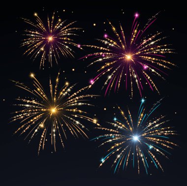 vektör fireworks küme