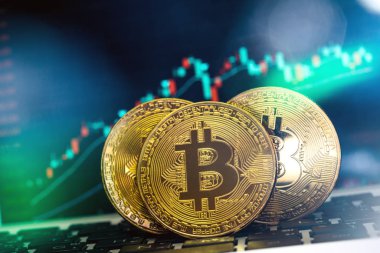Altın bitcoin sikke sanal ekonomi ya da kripto para birimi unsurları sembolize ediyor.