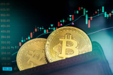 Altın bitcoin sikke sanal ekonomi ya da kripto para birimi unsurları sembolize ediyor.