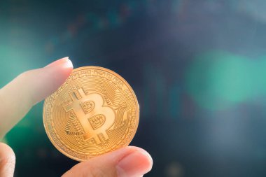 Altın bitcoin sikke sanal ekonomi ya da kripto para birimi unsurları sembolize ediyor.