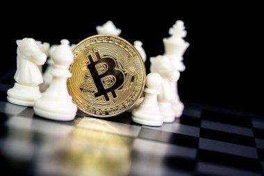 Altın bitcoin sikke sanal ekonomi ya da kripto para birimi unsurları sembolize ediyor.