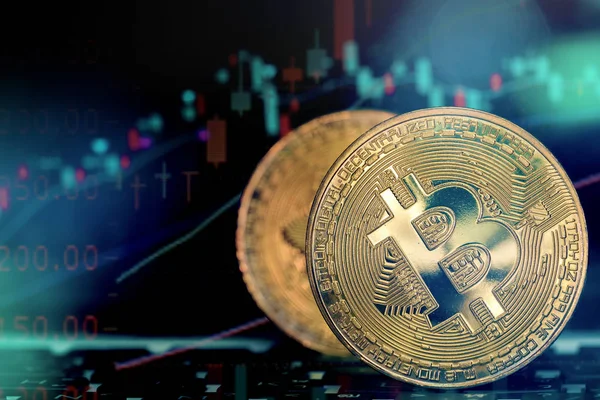 Altın bitcoin sikke sanal ekonomi ya da kripto para birimi unsurları sembolize ediyor.